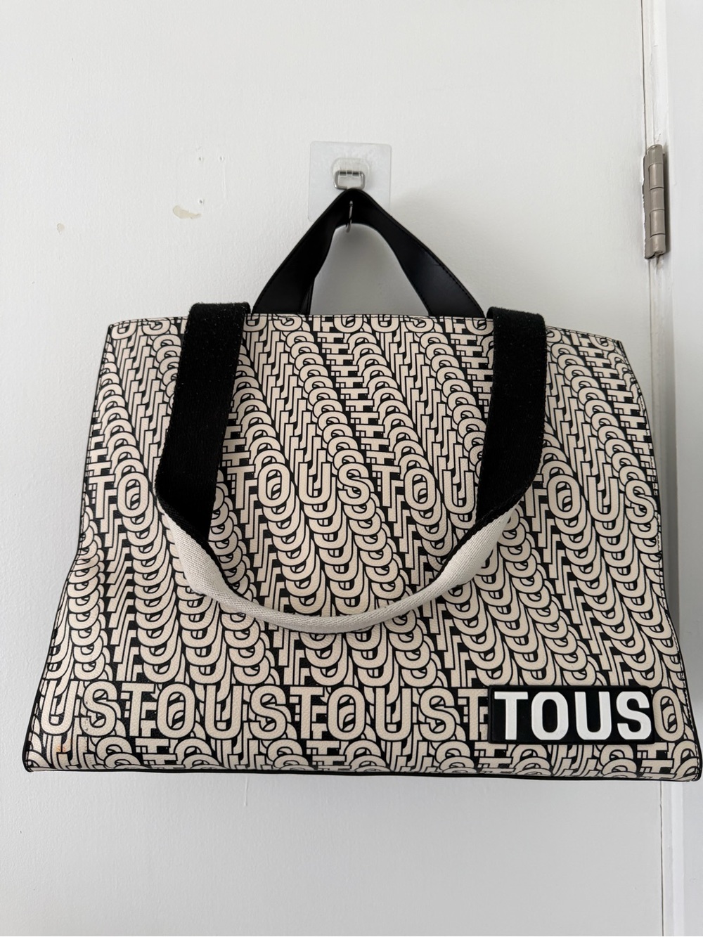 TOUS Black & Beige Signature Logo Tote